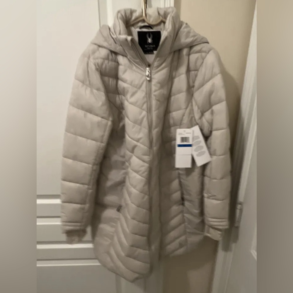 Spyder Women's Long puffer jacket XL moonbeam NWT